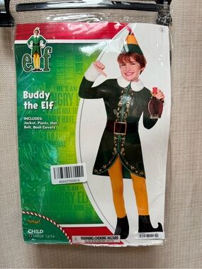 Buddy the Elf Kids Christmas Costume Large 12–14 Complete Set + Wig